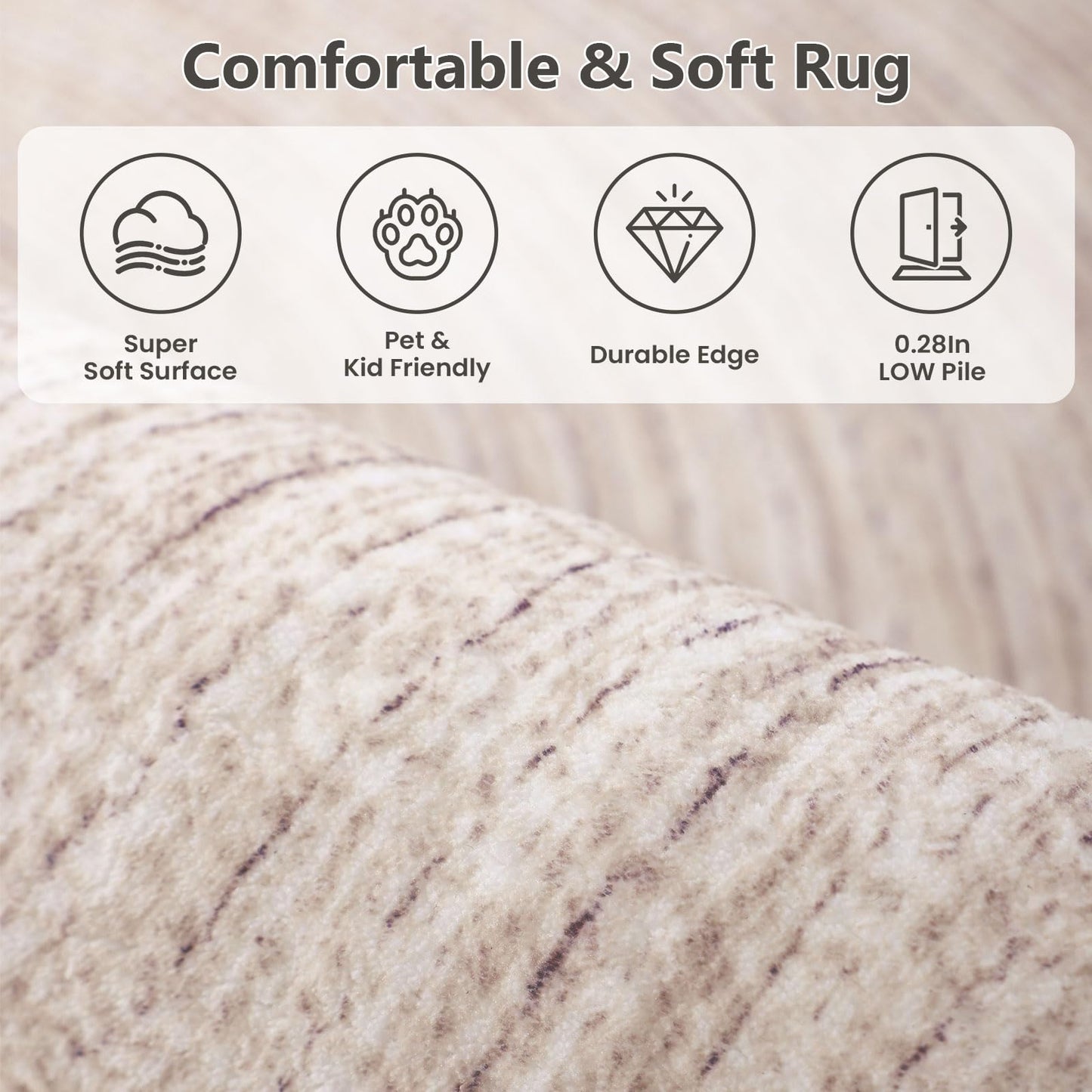 Asrug Imitation Jute Low Pile Round Rug Area Rug Washable Non-Slip Circle Rug Soft Plush Touch Circle Rugs Round for Kitchen Bathroom Living Bedroom Nursery, Carpet 4ft /48 inch/122 cm Khaki