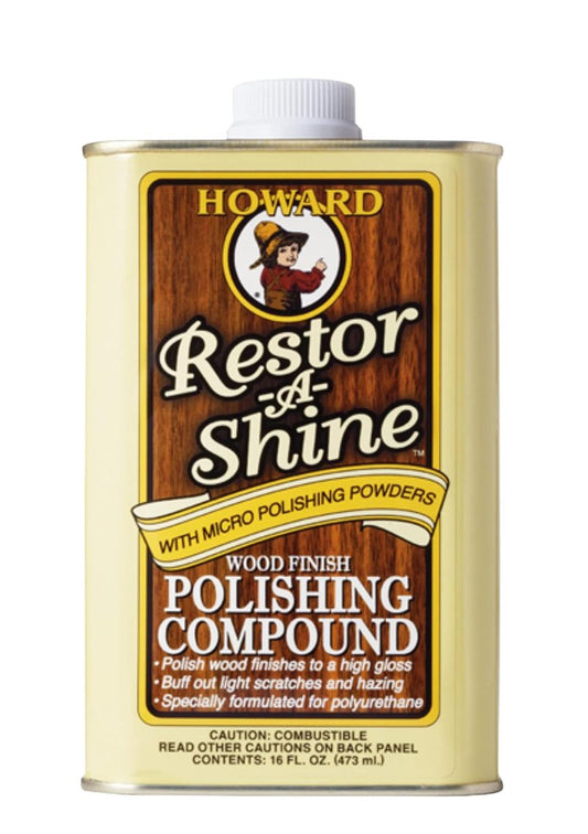 Howard Products Hardwood Floor Polish - Restor-A-Shine Wood Polisher for Furniture, Polishing Compound, Polish Compound, 16 oz