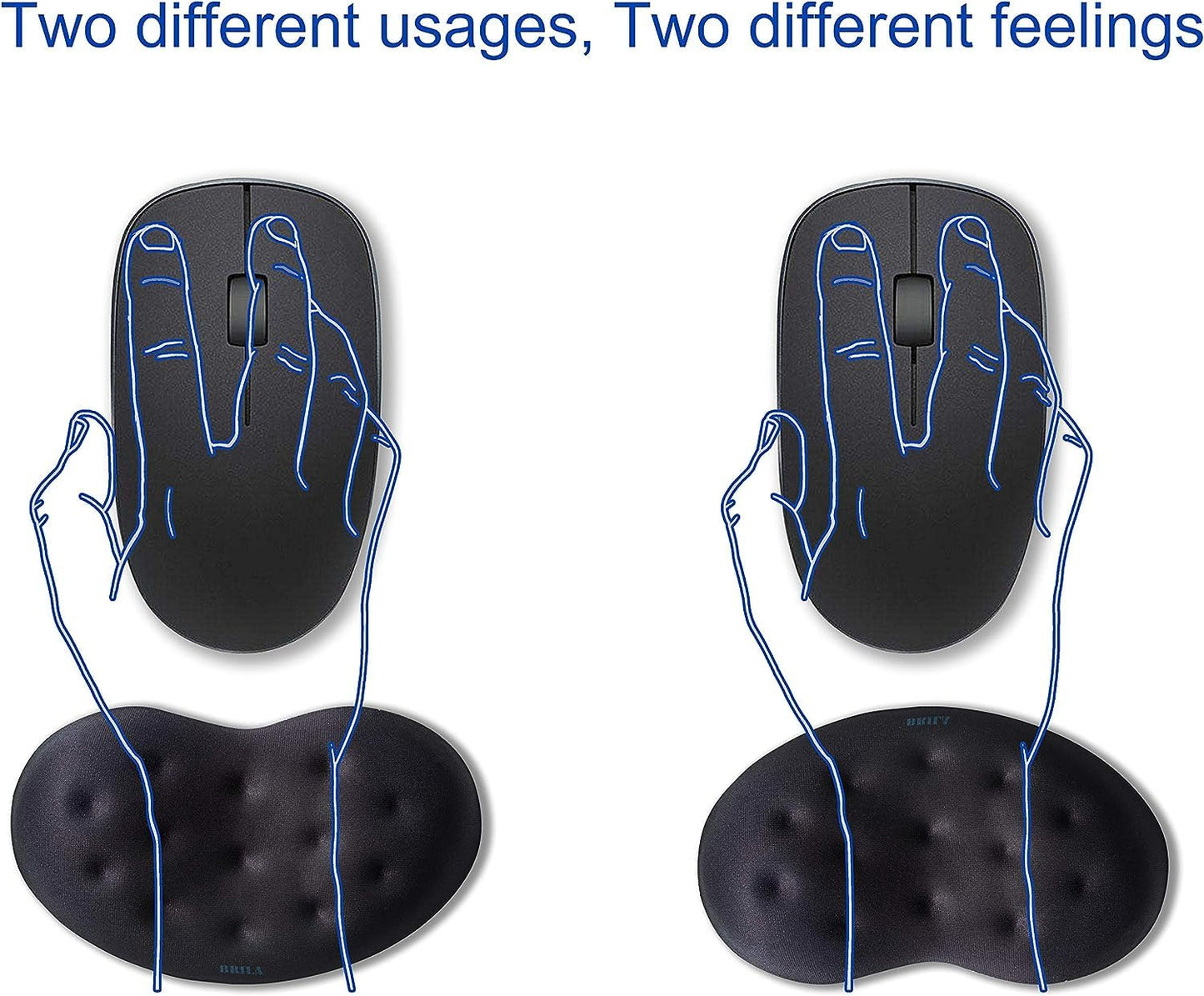 BRILA Ergonomic Memory Foam Mouse Wrist Rest Support Pad Cushion for Computer, Laptop, Office Work, PC Gaming - Massage Holes Design - Wrist Pain Relief (Black Mouse Wrist Rest)