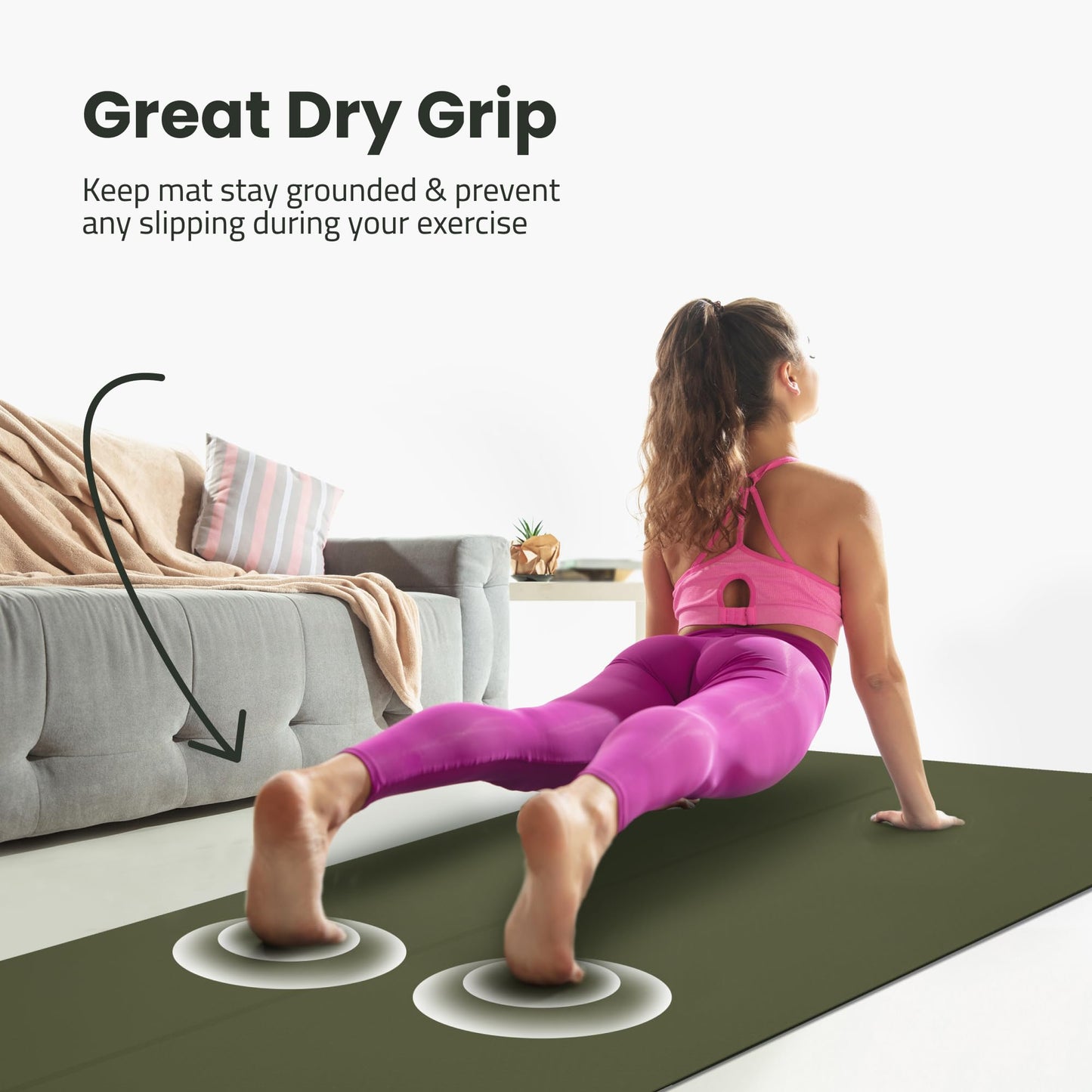 Gogokiwi Extra Wide Yoga Mat for Men Women (72"L x 36"W) Non Slip Fitness & Exercise Mat with Alignment Marks for Yoga, Pilates, Floor Workouts (Olive Green, Standard (1/4 inch Thick))