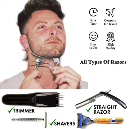 Beard Shaping Styling and Haircut Tools for Men - Perfect for Hairline Line-up, Edging - Stencil/Template for Trimming, Mustache, Goatee, Neckline, Great Gift