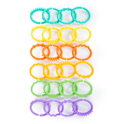 Bright Starts Lots of Links Rings Toys for Stroller or Carrier Seat, BPA-Free, Ages 0 Months Plus, Multicolor, 24 Count