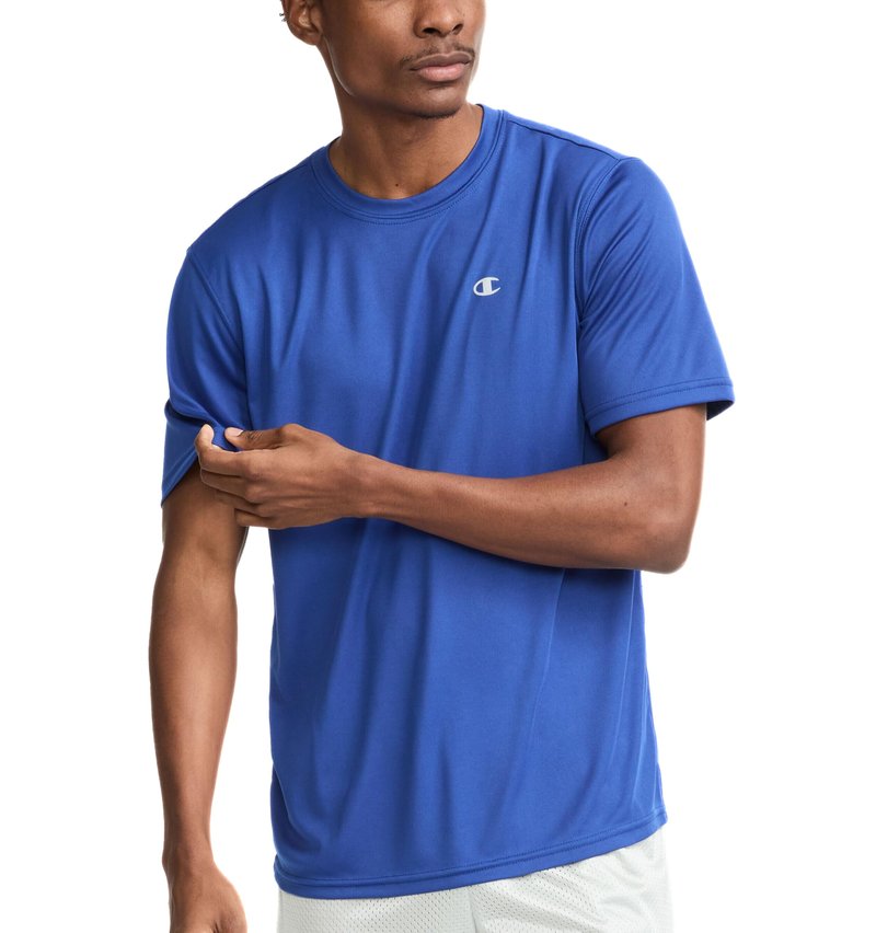 Champion Men’s Athletic T-Shirt – Lightweight, Moisture-Wicking, Anti-Odor, Inclusive Fit (S–4XL), Royal Blue, Large
