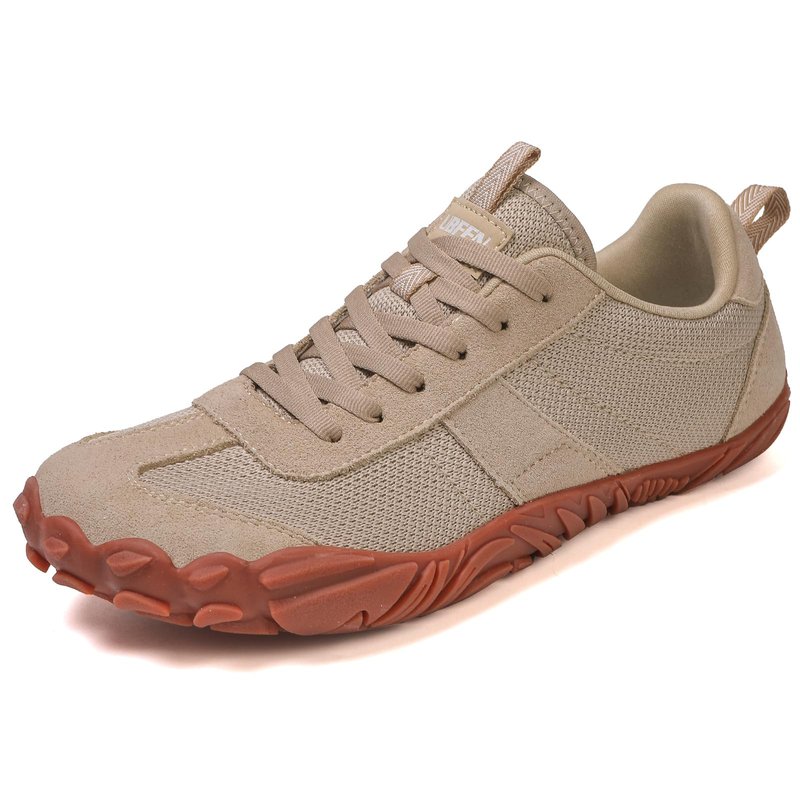 UBFEN Sneakers Barefoot Shoes for Womens Mens Minimalist Trail Running Hiking Comfortable Walking Light Brown Size US 7.5 Women/5.5 Men