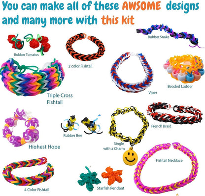17000+ Loom Bands Kit - 40 Vibrant Colors Loom Bands – Rubber Bands Bracelet Making Kit with A,B,C Beads, S Hooks and Tools with Storage Box - DIY Arts & Crafts Gift for Girls & Boys