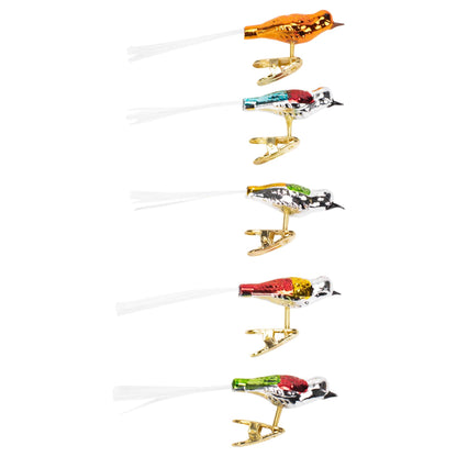 Kurt Adler Early Years Glass Clip-On Bird, 4.5-Inch, Set of 5