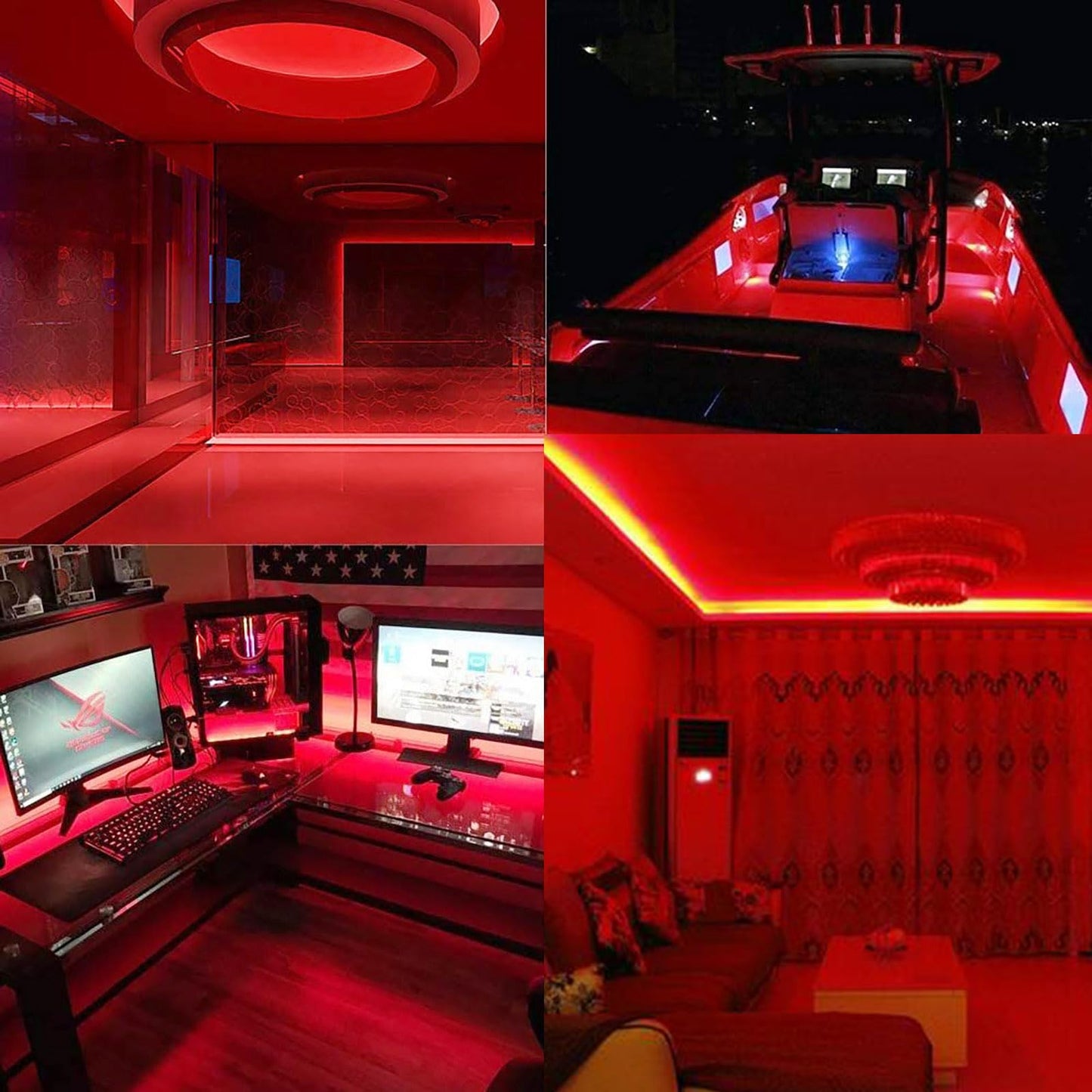 GOMING 32.8ft/10M DC 24V COB Red LED Strip Light Uniform Glow Dotless 384LEDs/M Not Waterproof IP20 Flexible LED Tape Lights for DIY Cabinet Bedroom Kitchen Home Decor(No Power Supply)