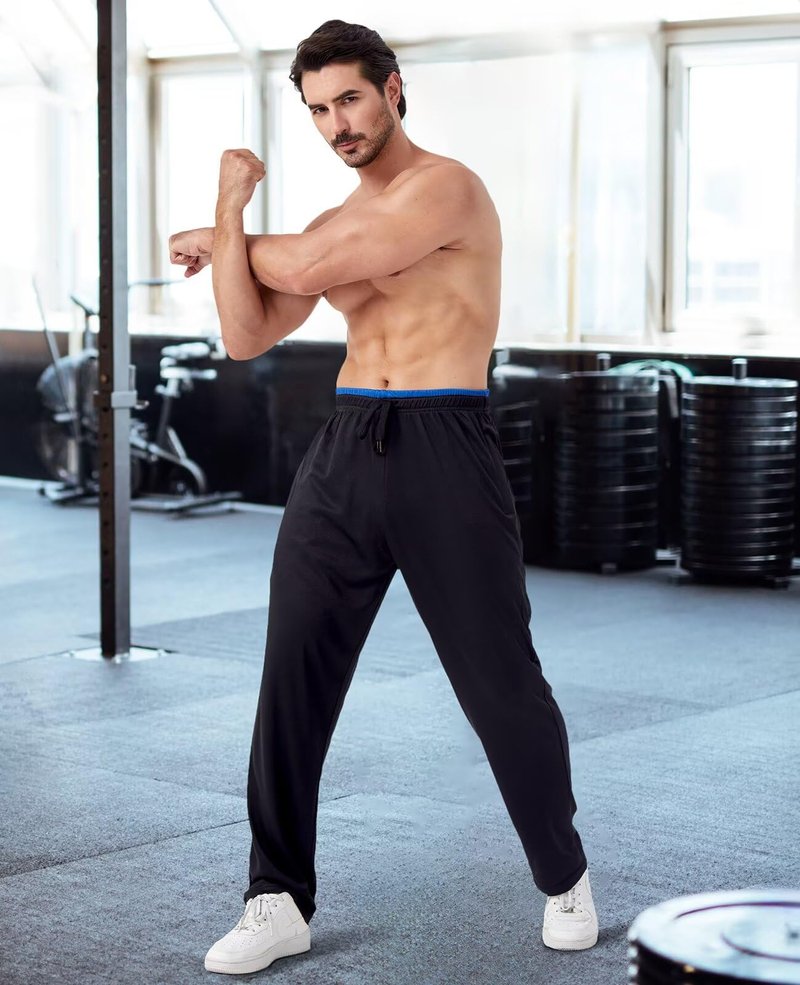 OZYJD Mens Sweatpants with Zipper Pockets 5 Pack Mens Joggers for Men Open Bottom Mesh Athletic Pants for Workout,Running