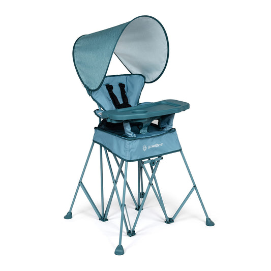 Baby Delight Go with Me Uplift Deluxe Portable High Chair | Travel High Chair | Sun Canopy | Indoor and Outdoor | Blue Wave