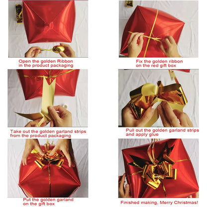 Bonropin Christmas Balloon Garland Arch kit with Xmas Red Gold Dark Green Balloon Fresh Green Balloon and Candy Balloons Gift Box Balloons Red Star Balloons Rich for Christmas Party Decorations