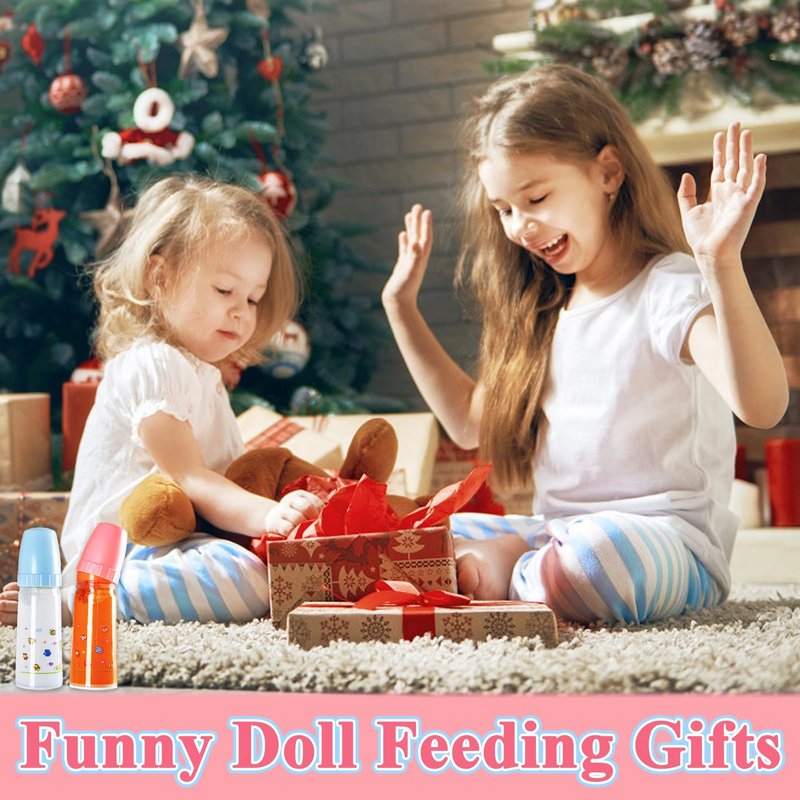 Kuihaazi 12PCS Baby Doll Accessories Set,Doll Pretend Play Feeding Toys,Baby Doll Feeding Include Disappearing Milk and Juice Bottles,Pacifier,Bibs,Diapers