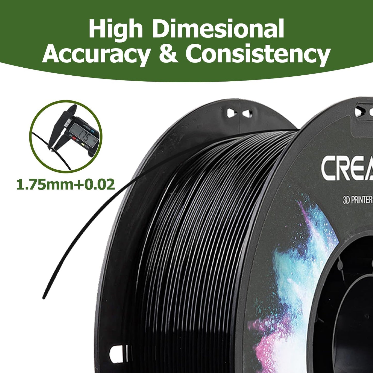 Creality PETG Filament 1.75mm 3D Printer Filament 1KG (2.2lbs), High Precision, Strong Toughness, Odorless, Dimensional Accuracy +/- 0.02 mm, Moistureproof 3D Filament for FDM 3D Printer, Black