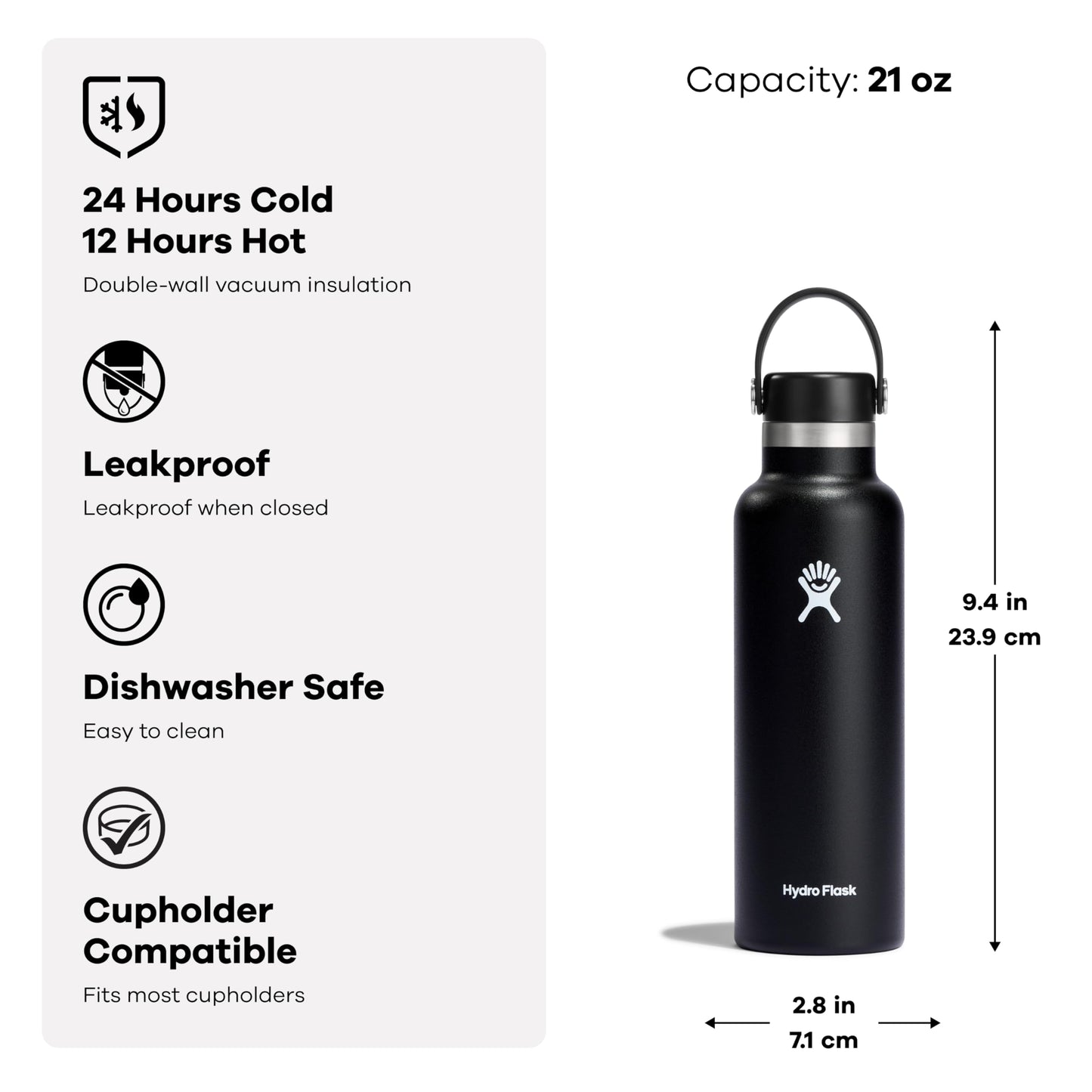 Hydro Flask Water Bottle - Insulated Stainless Steel - Non Spill, Leakproof in 21 Oz Tonal Trillium