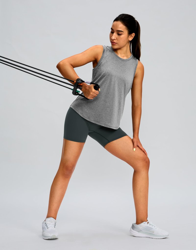Women's Workout Tops Racerback Athletic Tank Tops Sleeveless Loose Fit Yoga Running Gym Shirts for Women(Heather Grey,XL)