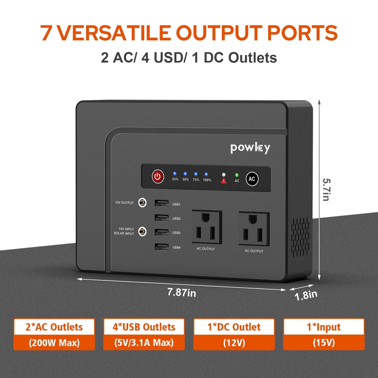 Powkey Solar Generator with Panel,200W Portable Power Station with Solar Panel 40W, 110V Pure Sine Wave DC/USB/AC Outlet Electric Generator Battery Backup for Outdoor Camping Emergency Home