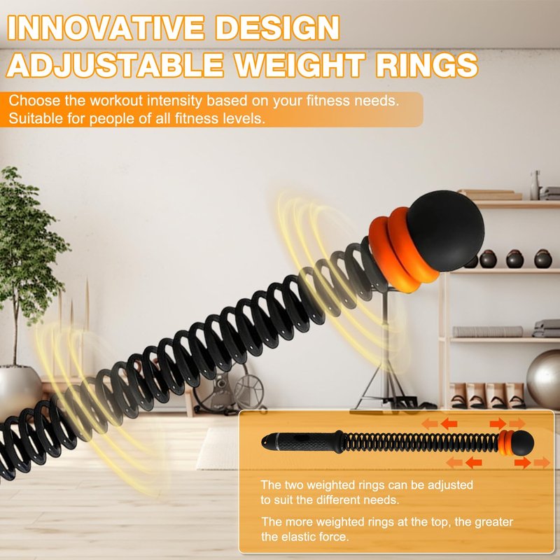 Weighted Ropeless Battle Ropes,Heavy Duty Portable Cordless Battle Ropes for Home Gym with Poster,Workout Exercise Rope for Strength Building,Fitness Equipment for Men & Women(Black)