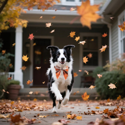 ADOGGYGO Fall Plaid Dog Collar with Bow, Adjustable Orange Plaid Thanksgiving Halloween Fall Collars for Small Medium Large Dogs Pets (Medium)
