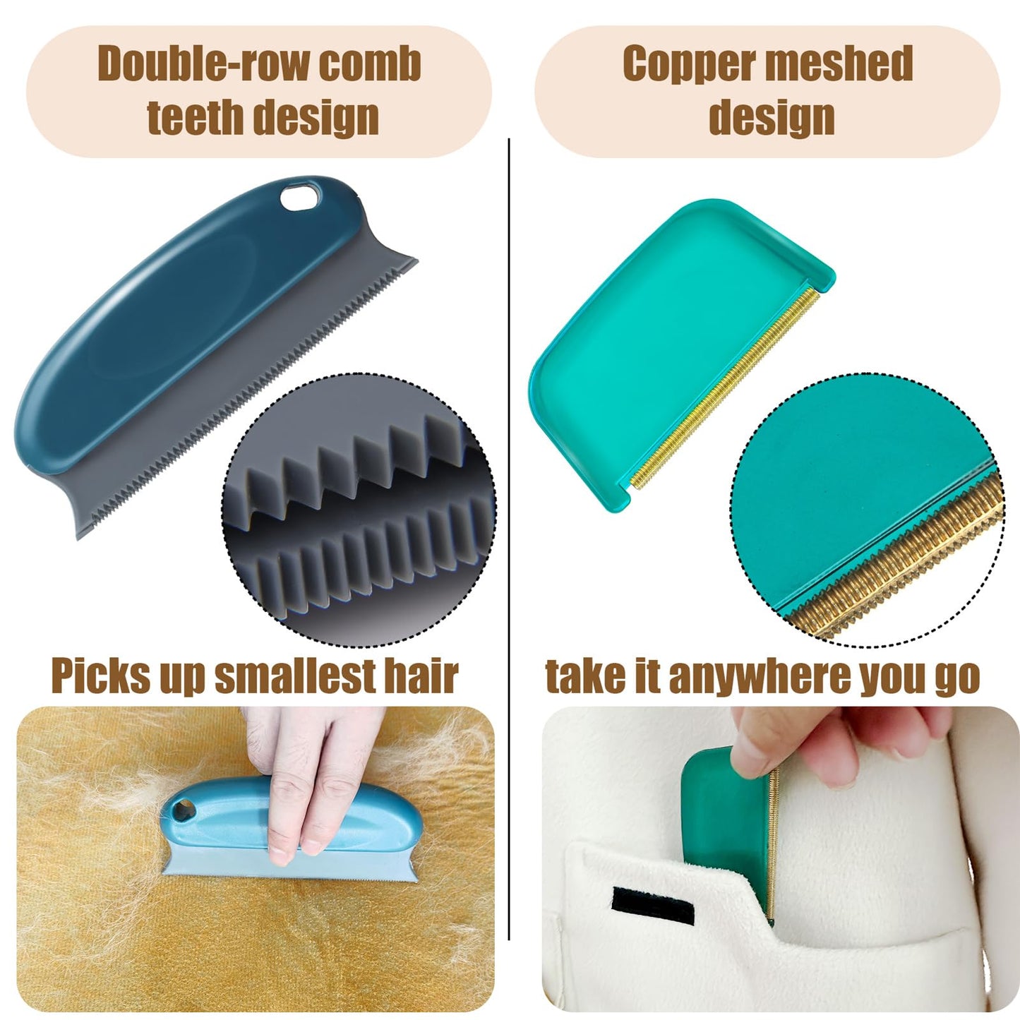 AXLUNAR Pet Hair Remover - 4 Pack Dog Cat Hair Remover for Couch Furnitures, Reusable Lint Remover Shaver Portable Carpet Rake Scraper Brush for Blanket,Clothing, Pet Towers, Car Upholstery Blue