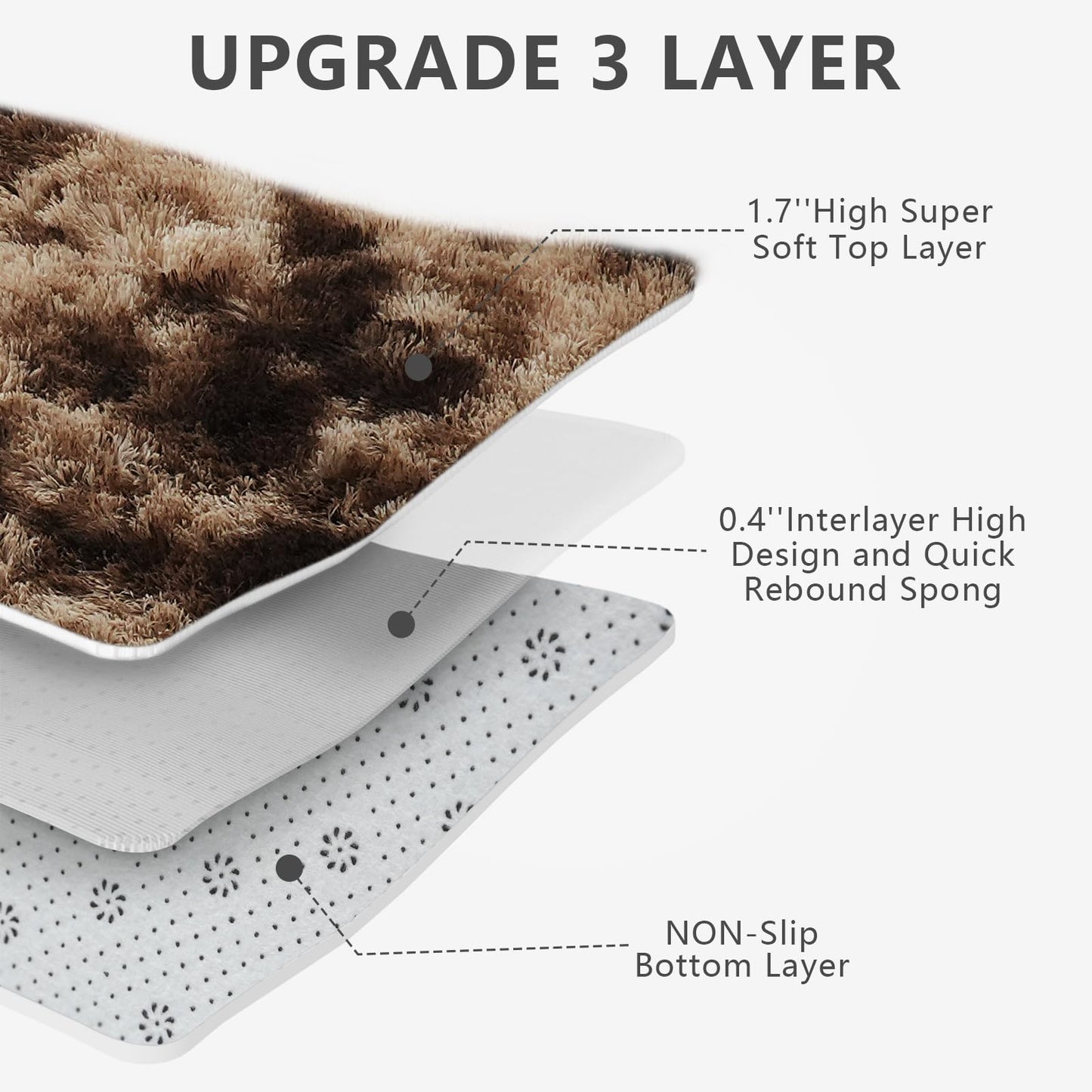Shag Area Rugs for Bedroom Living Room,4X6 Ultra Soft Fluffy Area Rugs for Dorm,Indoor Carpet Plush Rugs for Living Room Home Decor, Mottling Brown