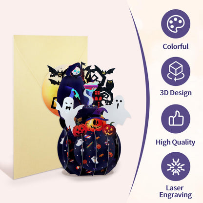 FaCraft Halloween Cards - 3D Handmade Happy Halloween Pop Up Greeting Cards Gifts with Envelope and Seals, for Kids Boy Girl (Pumpkins, Ghosts, Witches, Bats