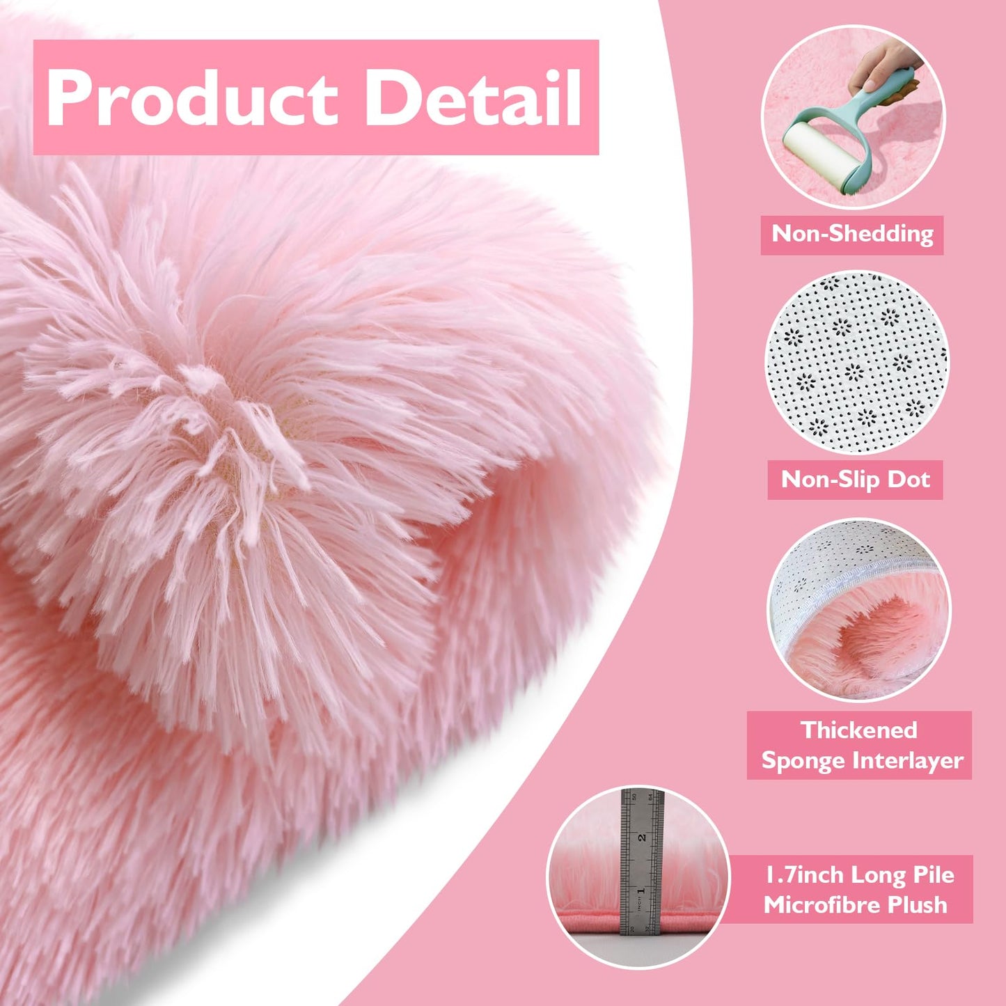 Shag Area Rug for Bedroom 5x8,Pink Fluffy Area Rugs for Living Room,Soft Fuzzy Rug Non-Shedding Indoor Plush Carpet for Bedroom Dorm Home Decor