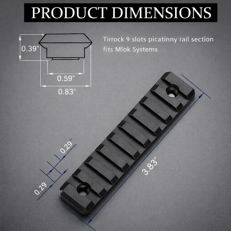 Gotical Multi Slots Mlok to Picatinny Rail Adapter | Set of 9 Slot Ar Picatinny Rail System