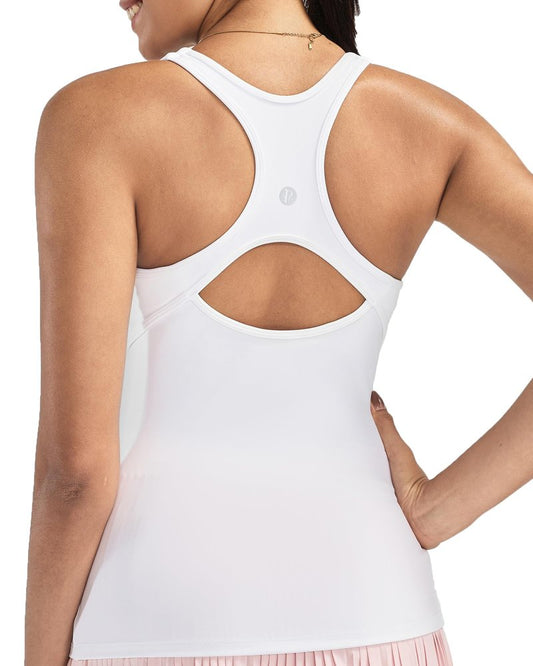 RUNNING GIRL Workout Tank Tops for Women,Racerback White Yoga Tops with Built in Bras Athletic Exercise Tops Padded(BX3186_White_M)