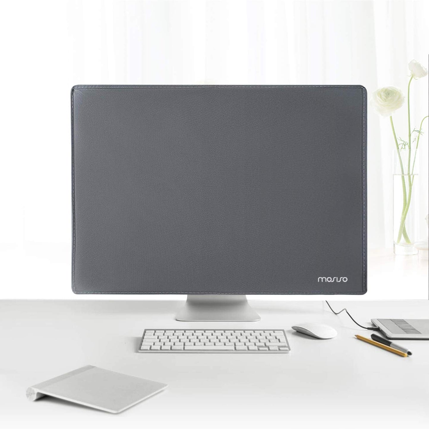 MOSISO Monitor Dust Cover 32, 33, 34, 35 inch Anti-Static Dustproof LCD/LED/HD Panel Case Computer Screen Protective Sleeve Compatible with 32-34 inch PC, Desktop and TV, Space Gray