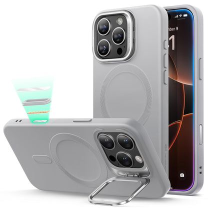 ESR Silicone Case for iPhone 17, Built-in Camera Stash Stand Compatible with MagSafe, Military-Grade Drop Protection Magnetic Phone Case for iPhone 17, Cloud Series, Rosy Pink