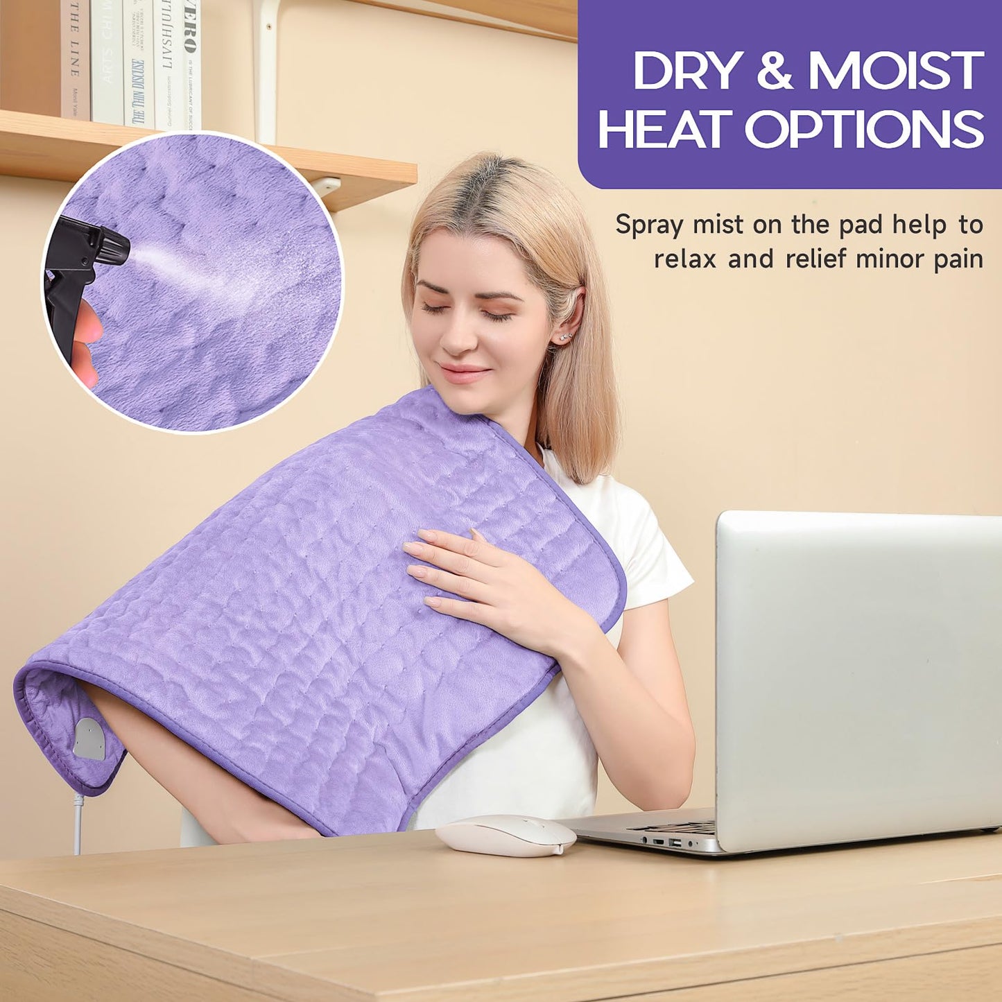 Large Heating Pad for Back Pain Relief, Electric Heating Pad for Neck and Shoulders, Auto Shut Off, Fast Heat, Christmas Gifts for Women Men, Birthday Gifts for Mom Dad (17'' x 33)