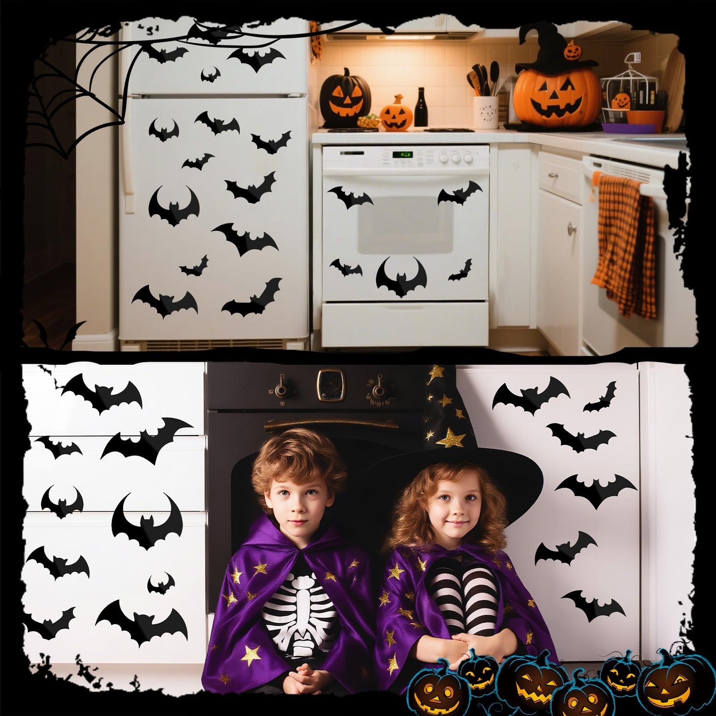 JULMELON 22pcs Halloween Car Magnets, Black Bat Decorations for Halloween Party Supplies Fridge Car Garage Door Cruise Decor