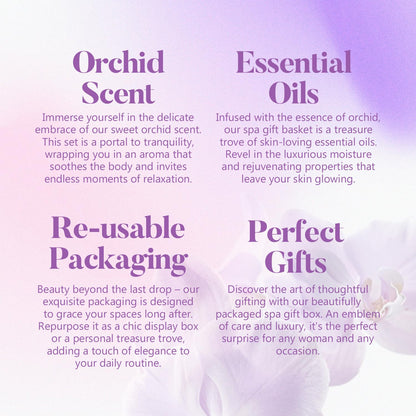 Spa Gifts for Women, Body & Earth 5 Pcs Gifts for Women Orchid Gift Sets, Bath and Body Womens Bath Gifts, Christmas Gift