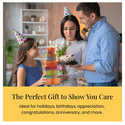 Broadway Basketeers Birthday Gift Basket Tower for Women, Men, Mom, Dad, Her, Him, Kids, Families – Curated Snack Box, Sweet and Savory Treats for Parties