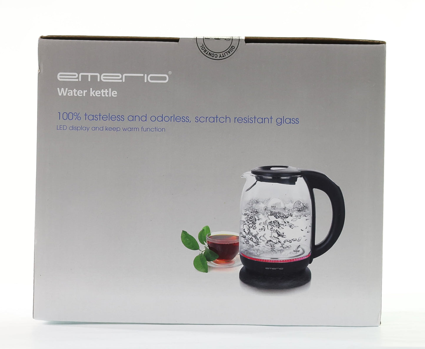 Emerio WK-119255 Electric Kettle Glass, 2200 W, 1.7 liters, Stainless Steel, Transparent Black [Energy Efficiency Class A+]