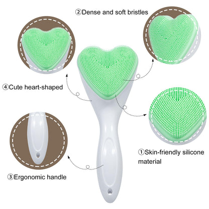 2 Pack Silicone Face Scrubber Exfoliating Brush, Manual Handheld Facial Cleansing Brush Blackhead Scrubber, Soft Bristles Waterproof for Face Skincare (Round-Pink)