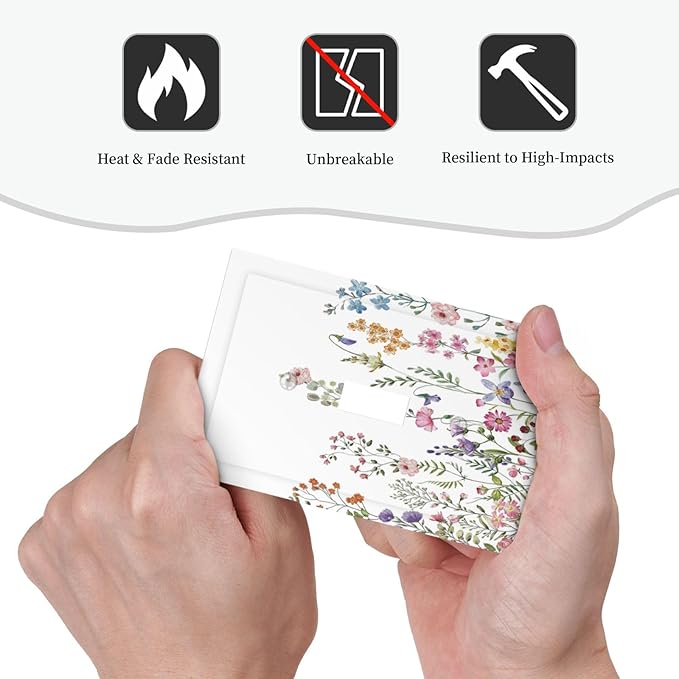 Rustic Wild Floral Vintage Watercolor Flower Single Toggle Light Switch Plates Cover Decorative 1 Gang Wall Plate Electrica Faceplate for Bathroom Bedroom Decorate Accessories