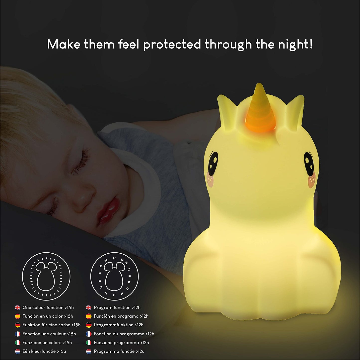 BONNYCO Night Light Kids with Remote & Touch Control 16 Colours Unicorn Baby Night Light with Timer | Kids Lamp Silicone 100% BPA Free | Cute Lamp Nightlights for Bedroom | Gifts for Girls & Boys