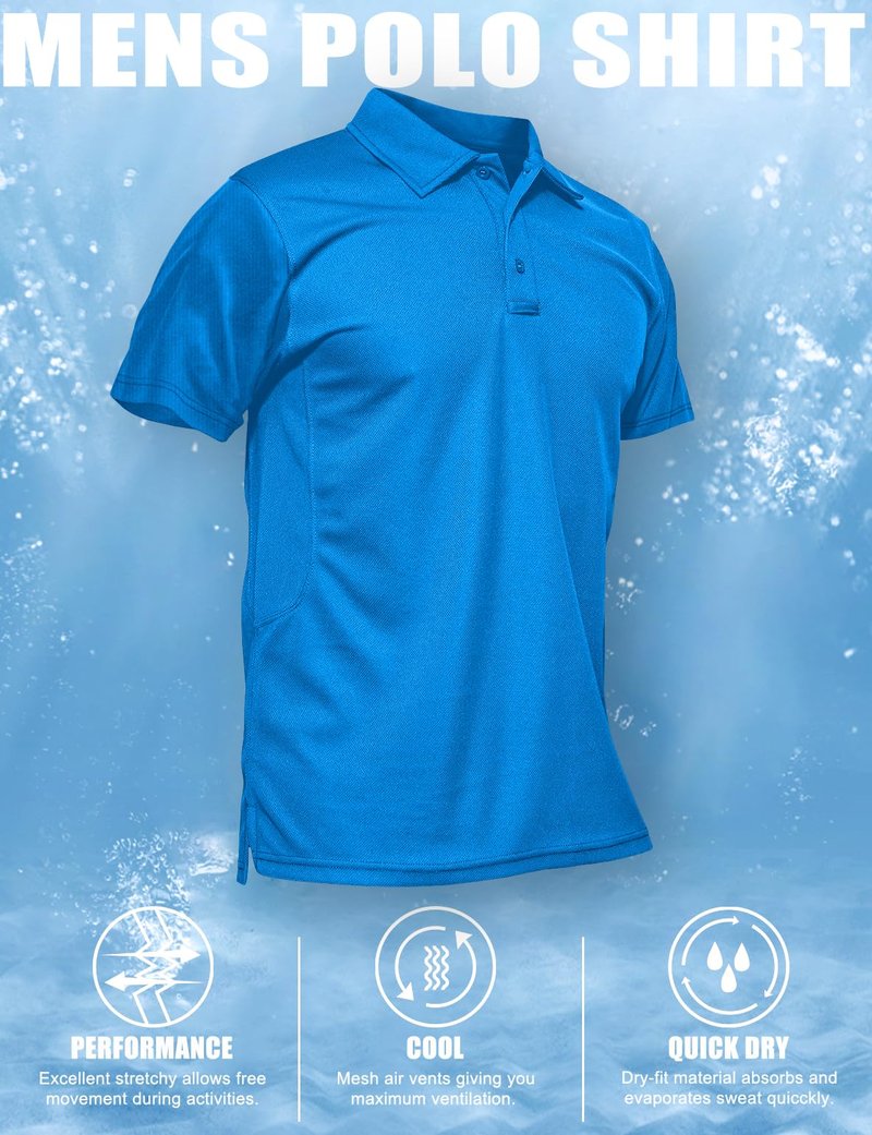 MAGCOMSEN Polo Shirts for Men Short Sleeve Mens Golf Polo Shirts Quick Dry Shirts Fishing Shirts Work Shirts for Men Casual Shirts Summer Shirts Golf Polo Shirts for Men