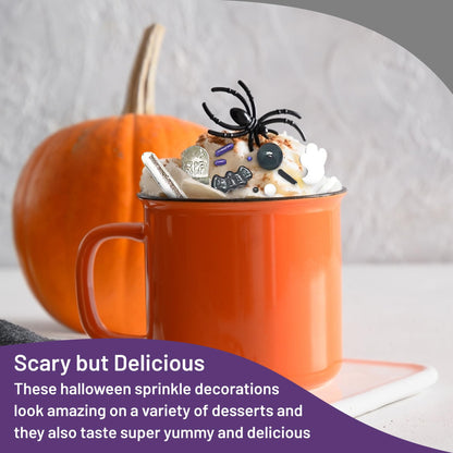Delicious & Deadly Graveyard Smash-RIP black Violet Purple White Silver Haunted Mansion Halloween Fall Colorful Candy Sprinkles Mix Baking Edible Cake Cupcake Cookie Decorations - 8 OZ