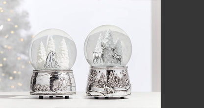 Reed And Barton Snow Globe, North Pole Bound Polar Bears Musical Snow Globe, Made From Resin & Glass, Silver-Plated Polar Bear, Plays Jingle Bell, Winter Decor, Christmas Decorations (Silver, 1 Piece)