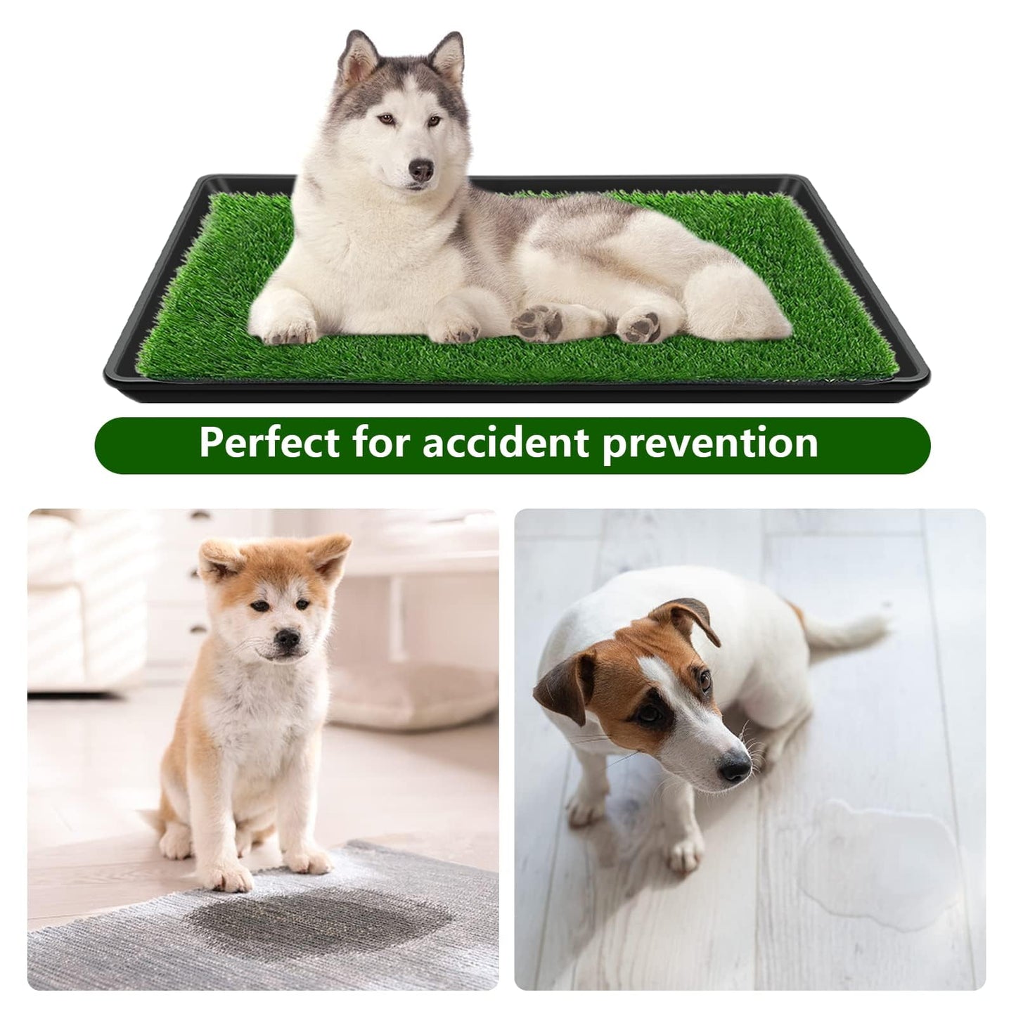 STARROAD-TIM 60X90 CM Dog Grass Pad with Tray for Indoor/Outdoor Large Dog Potty Training Reusable Dog Training Pads with tray Grass Pee Pads for Dogs with Tray is Reusable and Easy to Clean