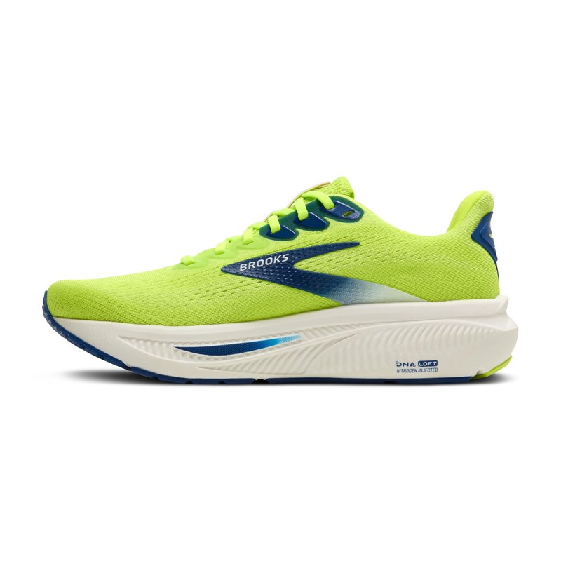 Brooks Men’s Ghost 17 Neutral Running Shoe - Acid Lime/Navy/White - 13 Medium