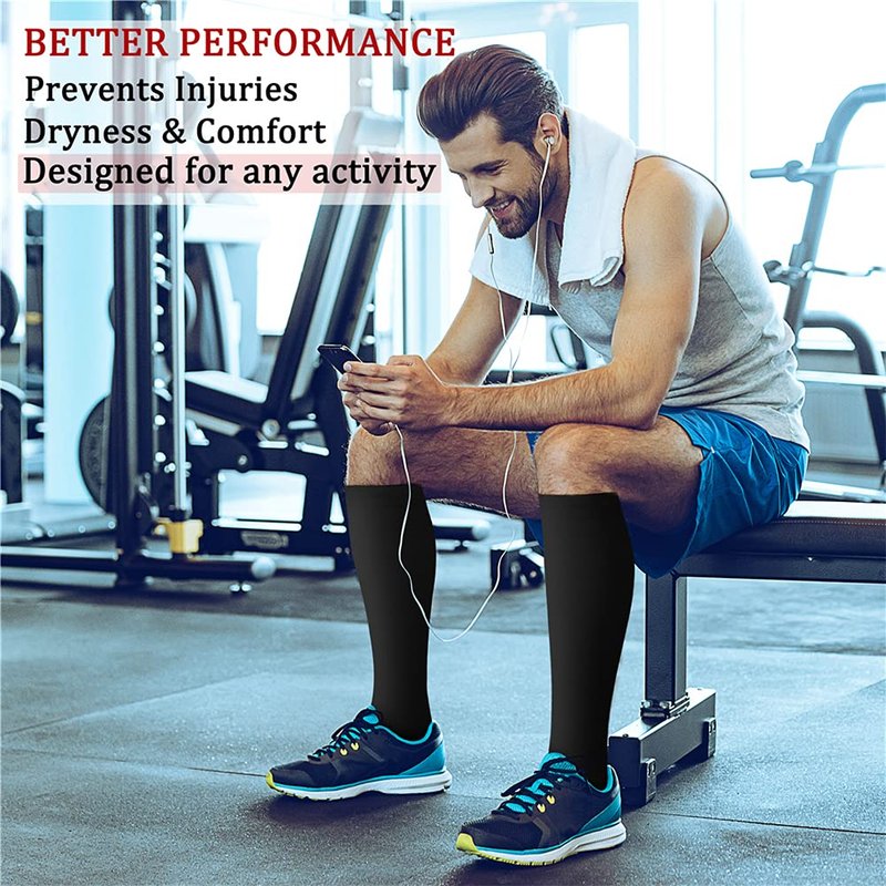 CHARMKING 6 Pairs-Compression Socks for Women & Men Circulation Best Support for Nurses, Running, Athletic,Flight Travel (Multi 01,L/XL)