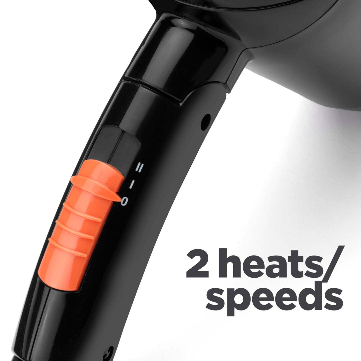 BaByliss Travel Folding Hair Dryer - Lightweight and Powerful 2000W Blow Dryer, Dual Voltage, Worldwide Use, 2 Heat/Speed Settings, Black/Orange, 5334U