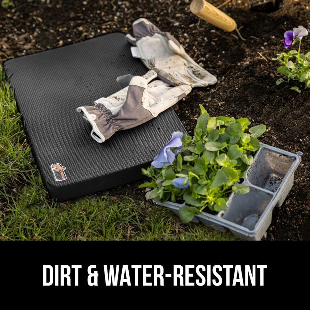 GORILLA GRIP Extra Thick Patent Pending Garden Kneeling Pad, 17.5 x 11 Inch Supportive Soft Foam Knee Cushioning for Gardening, Water Resistant, Bathing Baby Working Supplies, Lightweight, Black