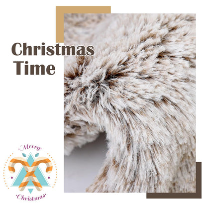 GMOEGEFT Christmas Stocking 20 Inches Brown Plush Faux Fur Xmas Tree Holiday Decorations