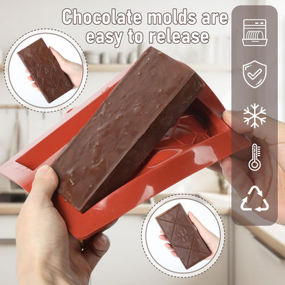 UWILLION Chocolate Bar Mold Deep Dubai 1 Inch Pistachio Chocolate Bar Silicone Thick Mold for Stuffed Bar, Large Candy Mould for Filling, Pistachio Design