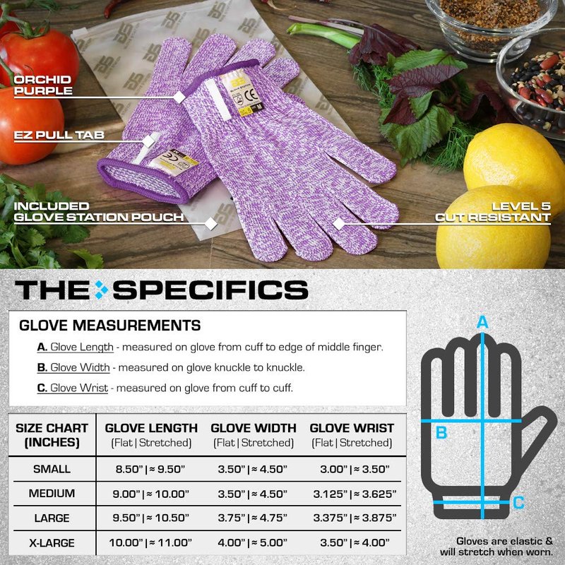Glove Station Ultra Durable Series Cut Resistant Gloves - Cutting Gloves for Chefs, BBQ and Cooking - Level 5 Protection, Food Grade Safe Cut - Purple, Medium Size