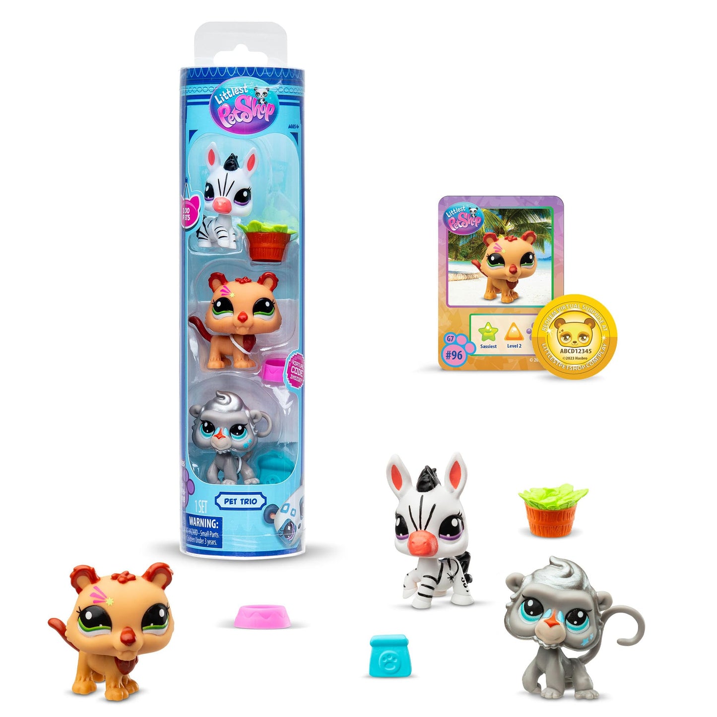 Littlest Pet Shop Series 2 Pet Trio Tube Zoo Pets | Each Pet Trio Tube Contains 3 LPS Mini Pet Toys 1 Accessory 1 Collector Card And 1 Virtual Code | Collectable Toys For Girls And Boys