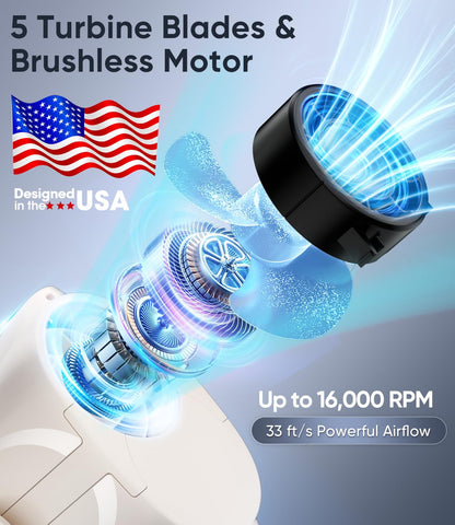 AI Portable Waist Fan, 6-Speed 16000RPM Strong Turbo Airflow, 40H Max Cooling Battery Powered Personal Fan Rechargeable, Hands-Free for Work, Outdoor, Travel, Gift for Women - Champagne